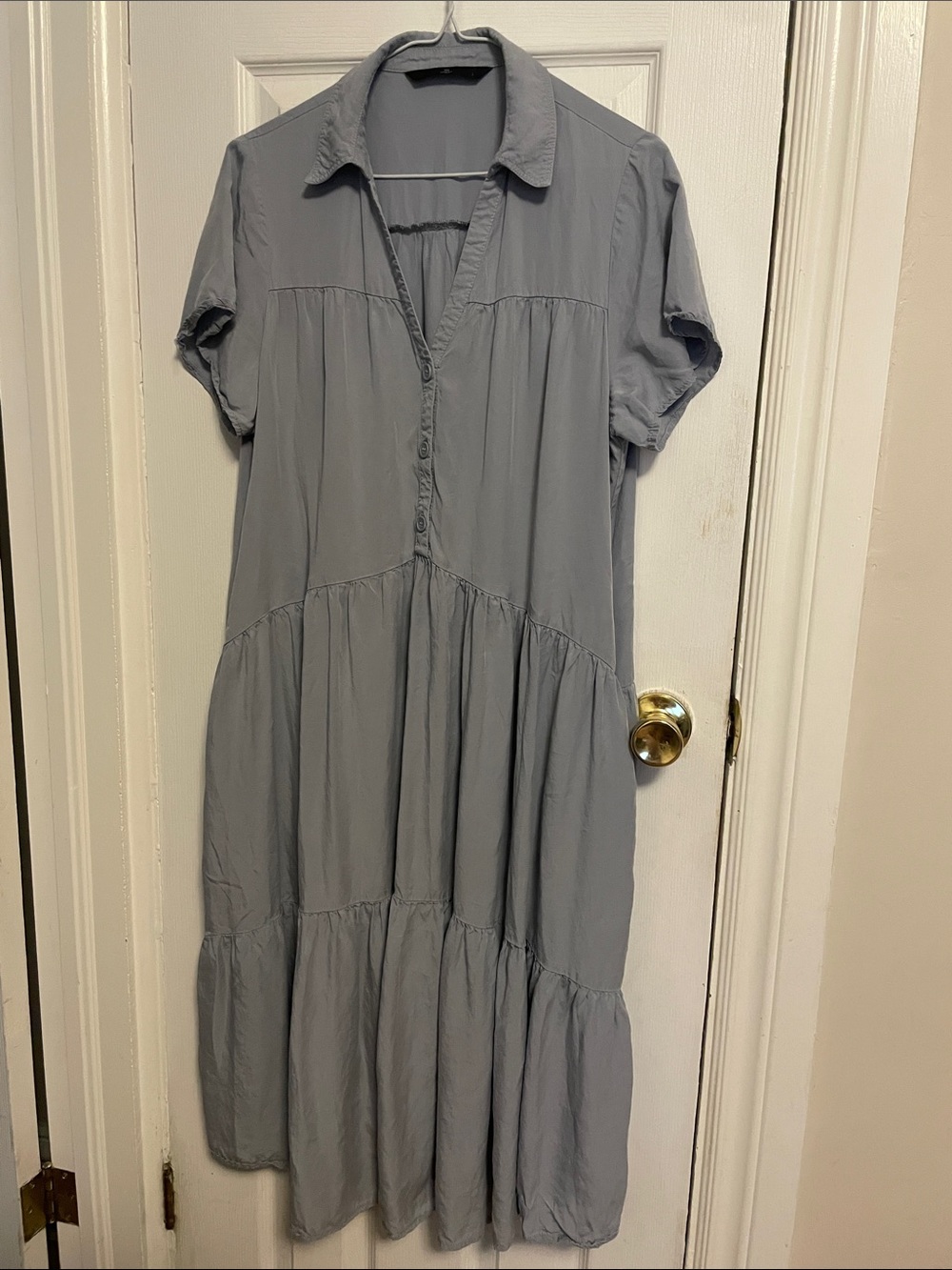 WITHBLACK Ginger 100% Lyocell Midi Shirt Dress Gray Size L Pockets